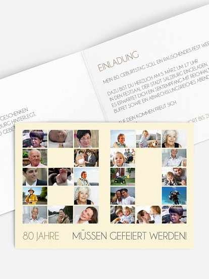 Einladung 80. Geburtstag Fotozahl