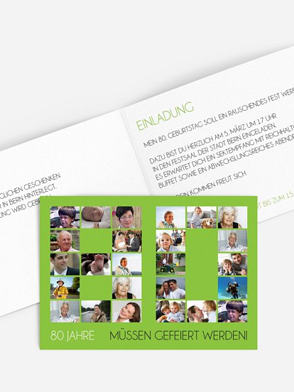 Einladung 80. Geburtstag Fotozahl