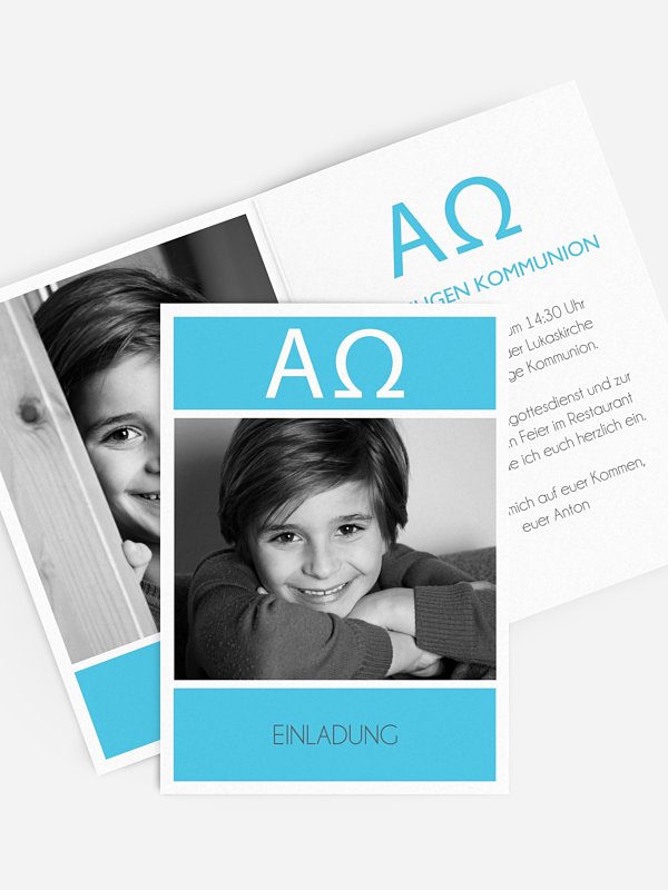 Kommunionseinladung Alpha und Omega
