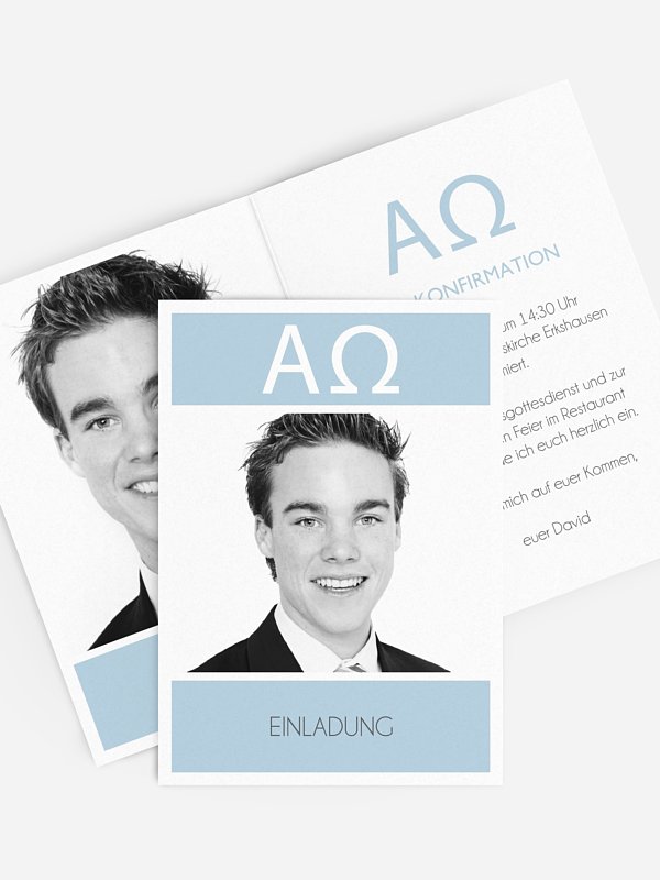 Konfirmationseinladung Alpha und Omega