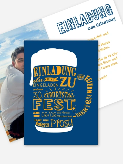 Einladung 30. Geburtstag Bierkrug