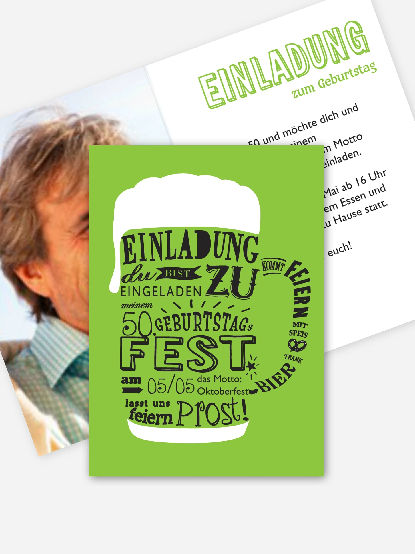 Einladung 50. Geburtstag Bierkrug