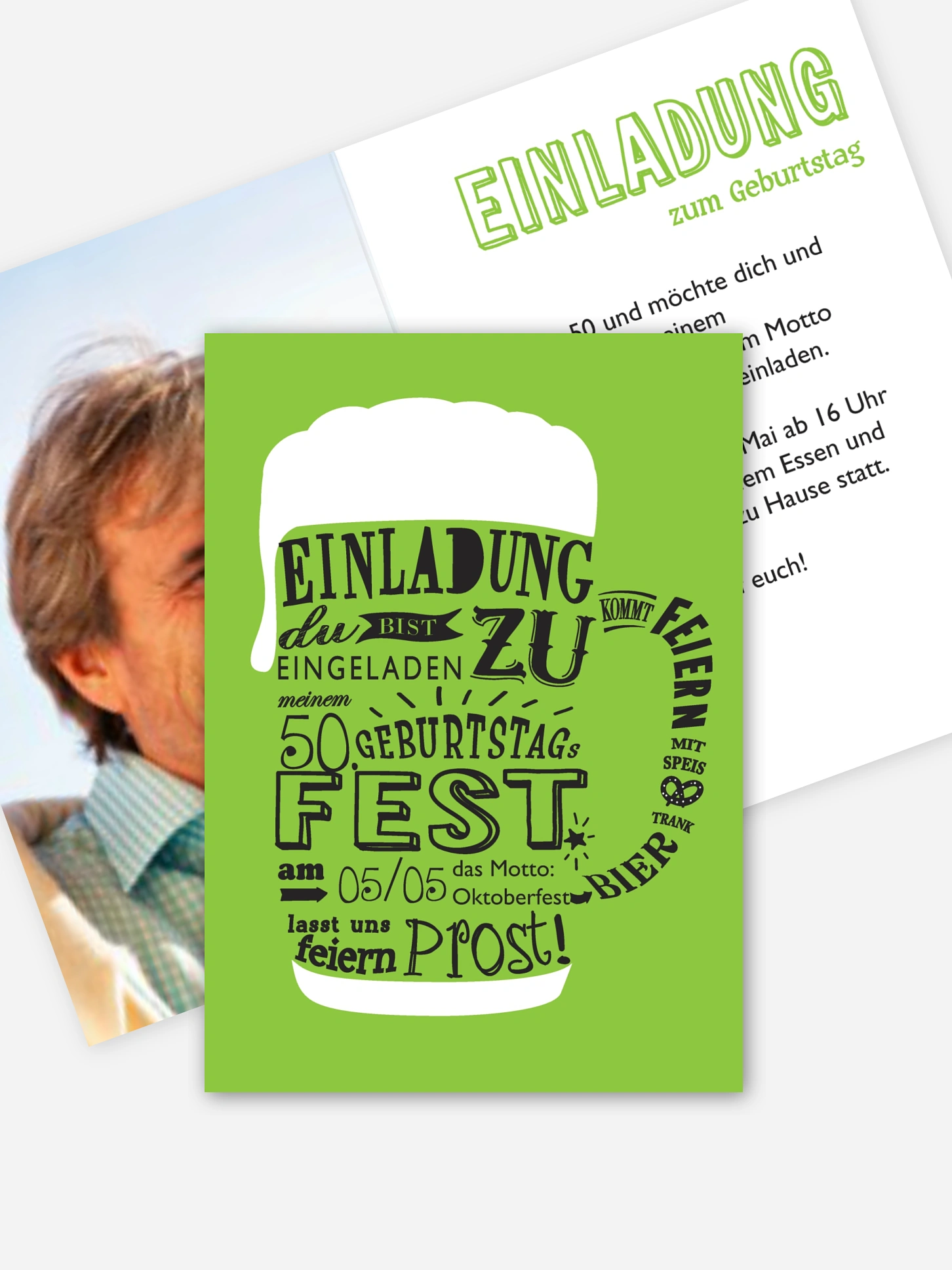 Einladung 50. Geburtstag Bierkrug
