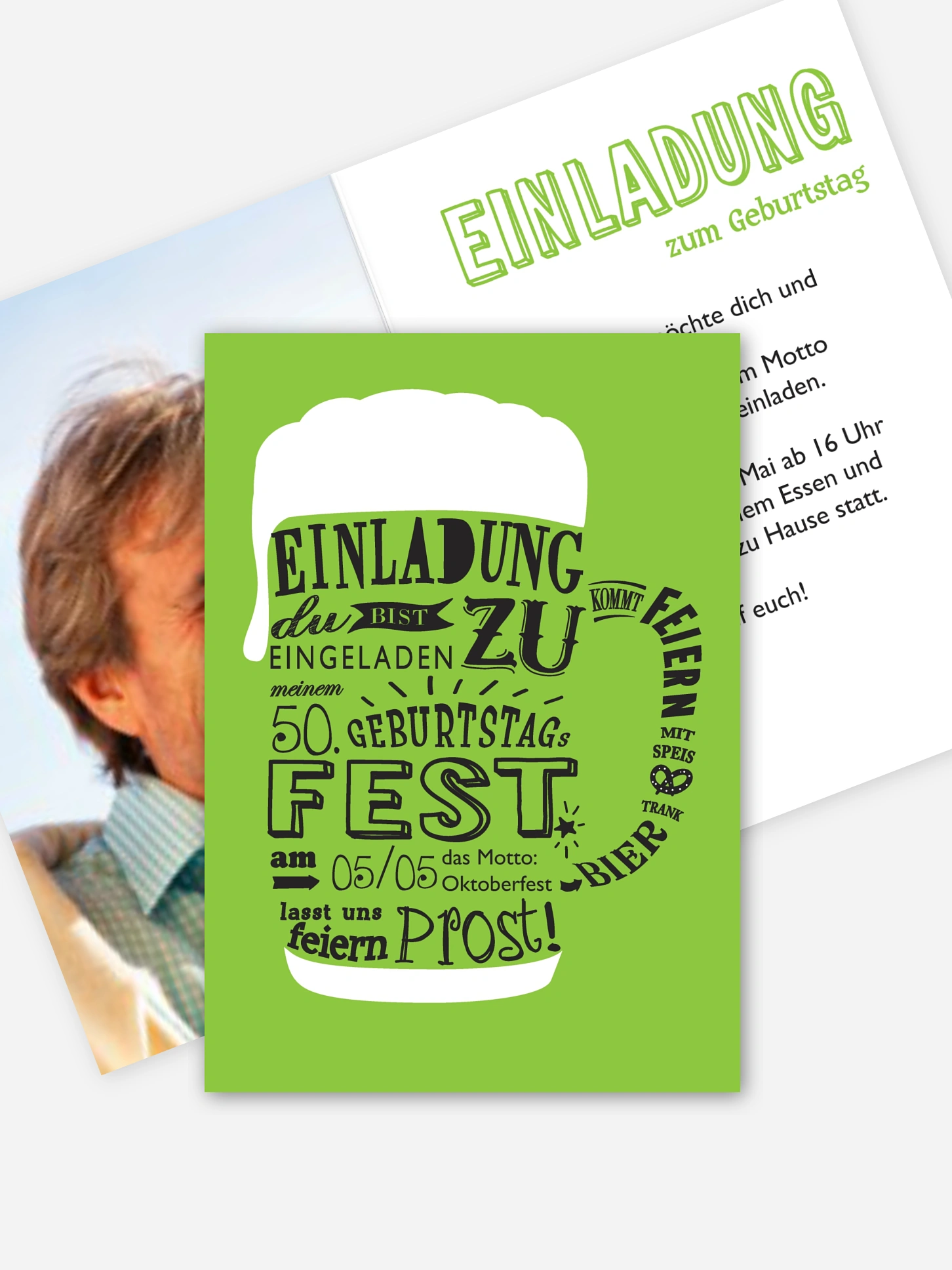 Einladung 50. Geburtstag Bierkrug