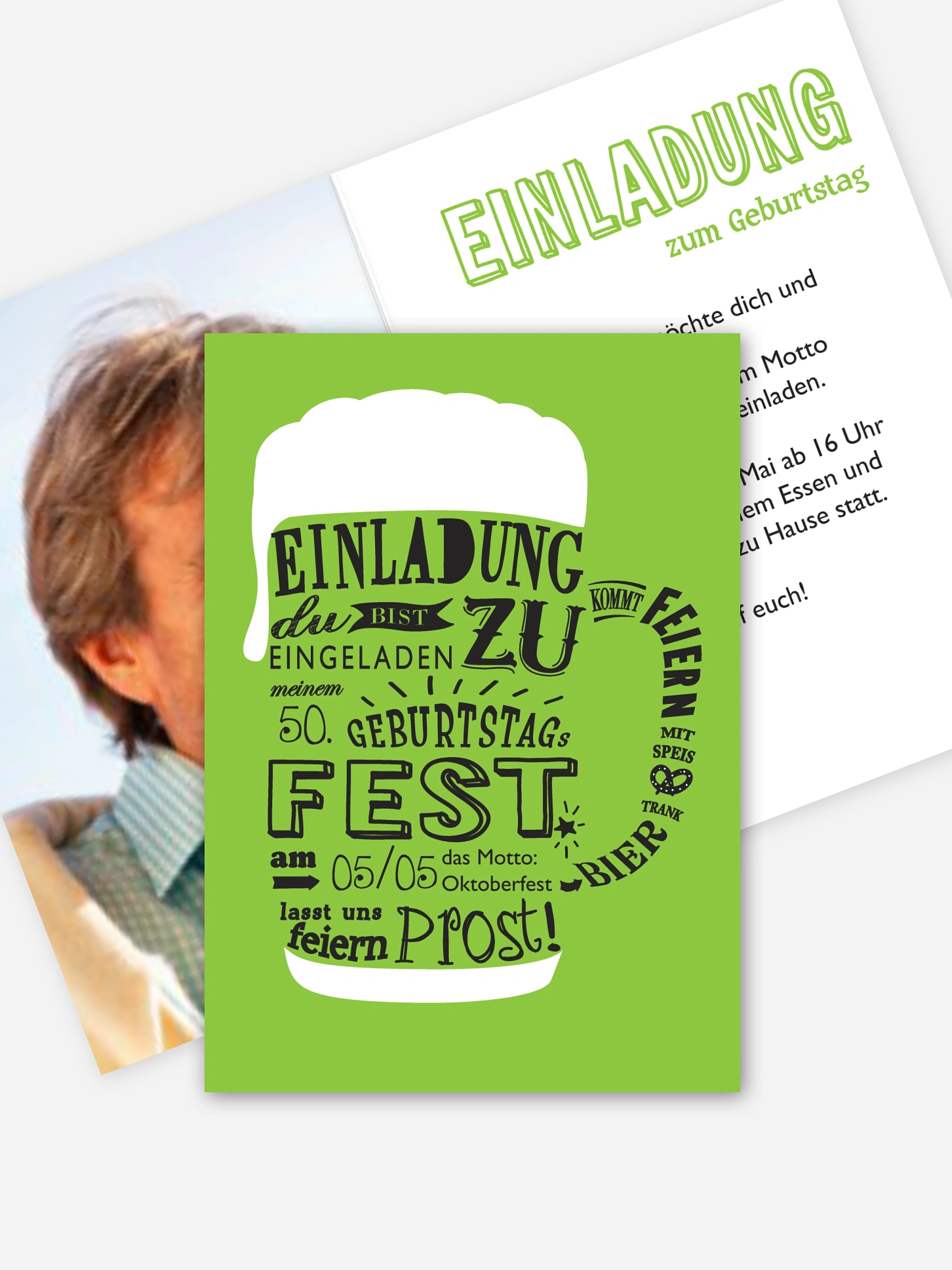 Einladung 50. Geburtstag Bierkrug