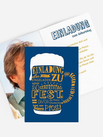 Einladung 50. Geburtstag Bierkrug
