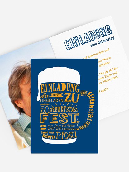 Einladung 50. Geburtstag Bierkrug