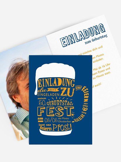 Einladung 50. Geburtstag Bierkrug