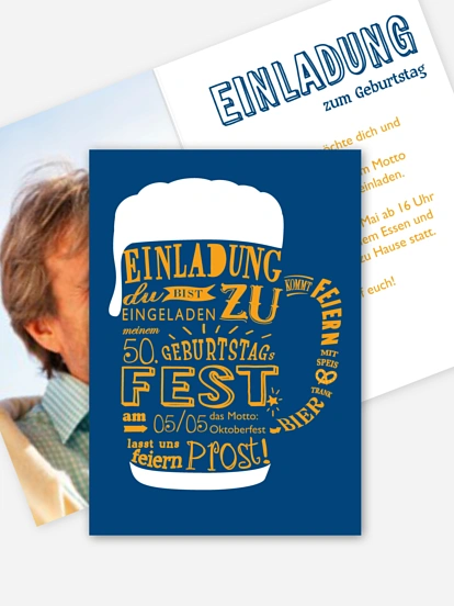 Einladung 50. Geburtstag Bierkrug