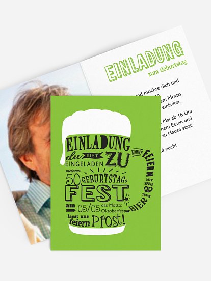 Einladung 50. Geburtstag Bierkrug