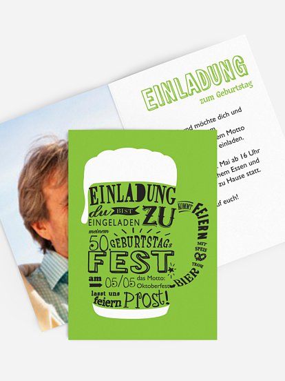 Einladung 50. Geburtstag Bierkrug