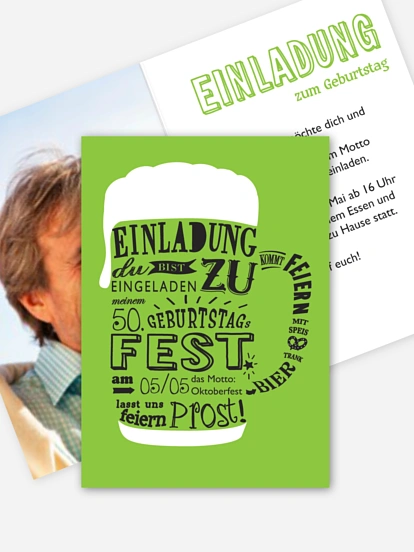 Einladung 50. Geburtstag Bierkrug