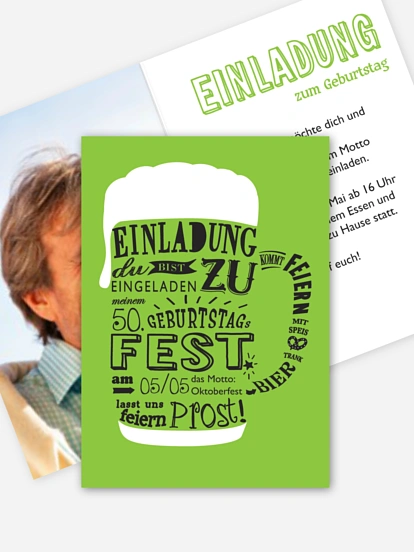 Einladung 50. Geburtstag Bierkrug