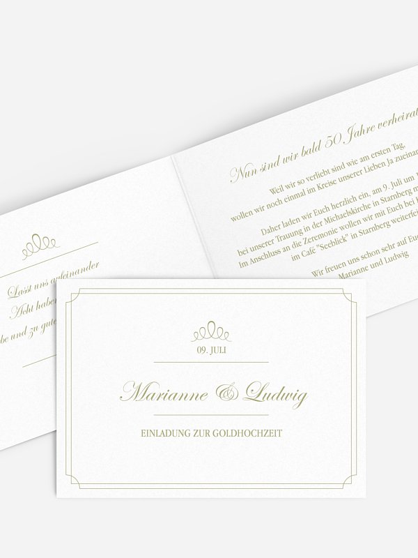 Einladung zur Goldenen Hochzeit Noblesse