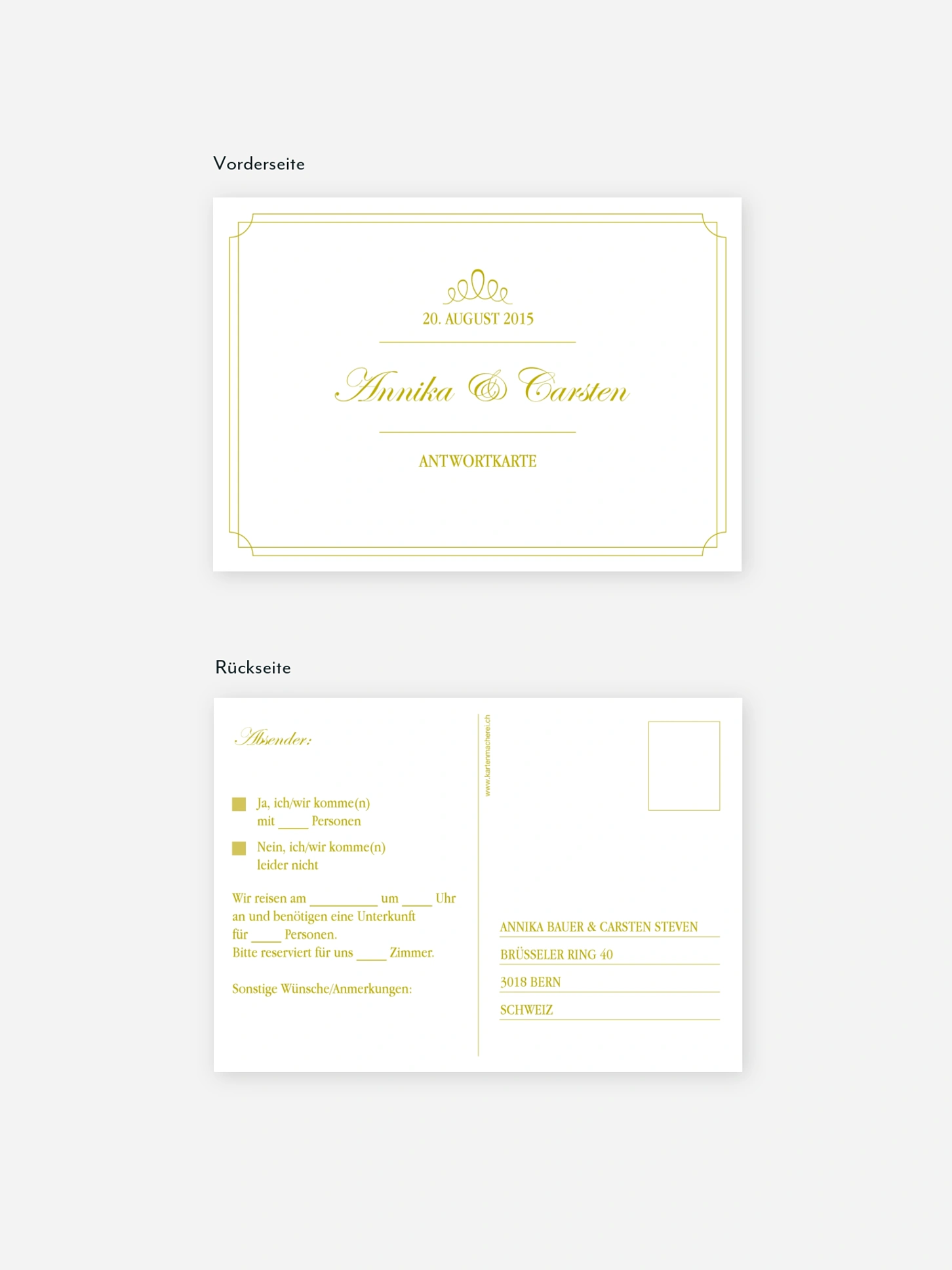 Antwortkarte Hochzeit Noblesse