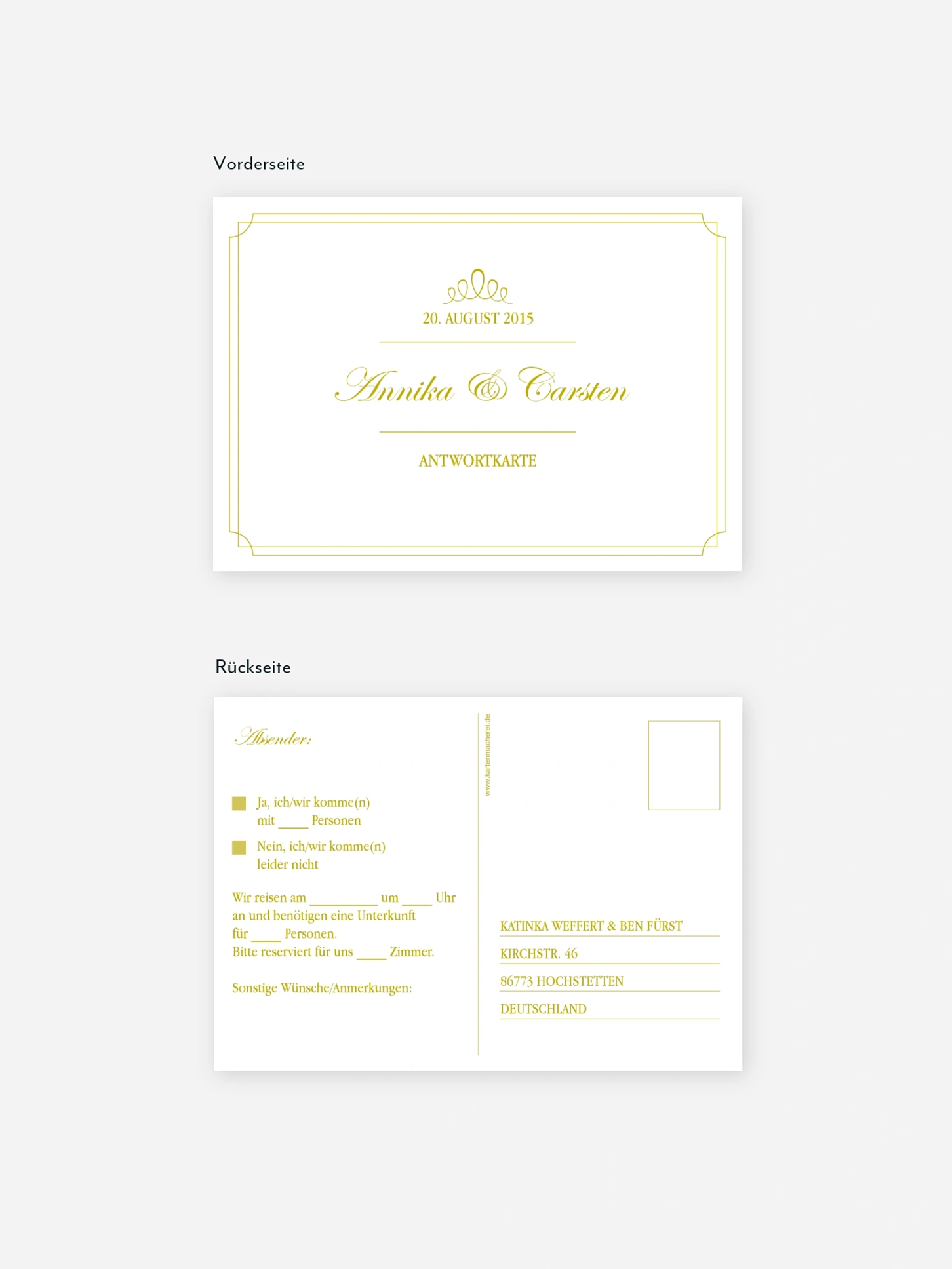 Antwortkarte Hochzeit Noblesse