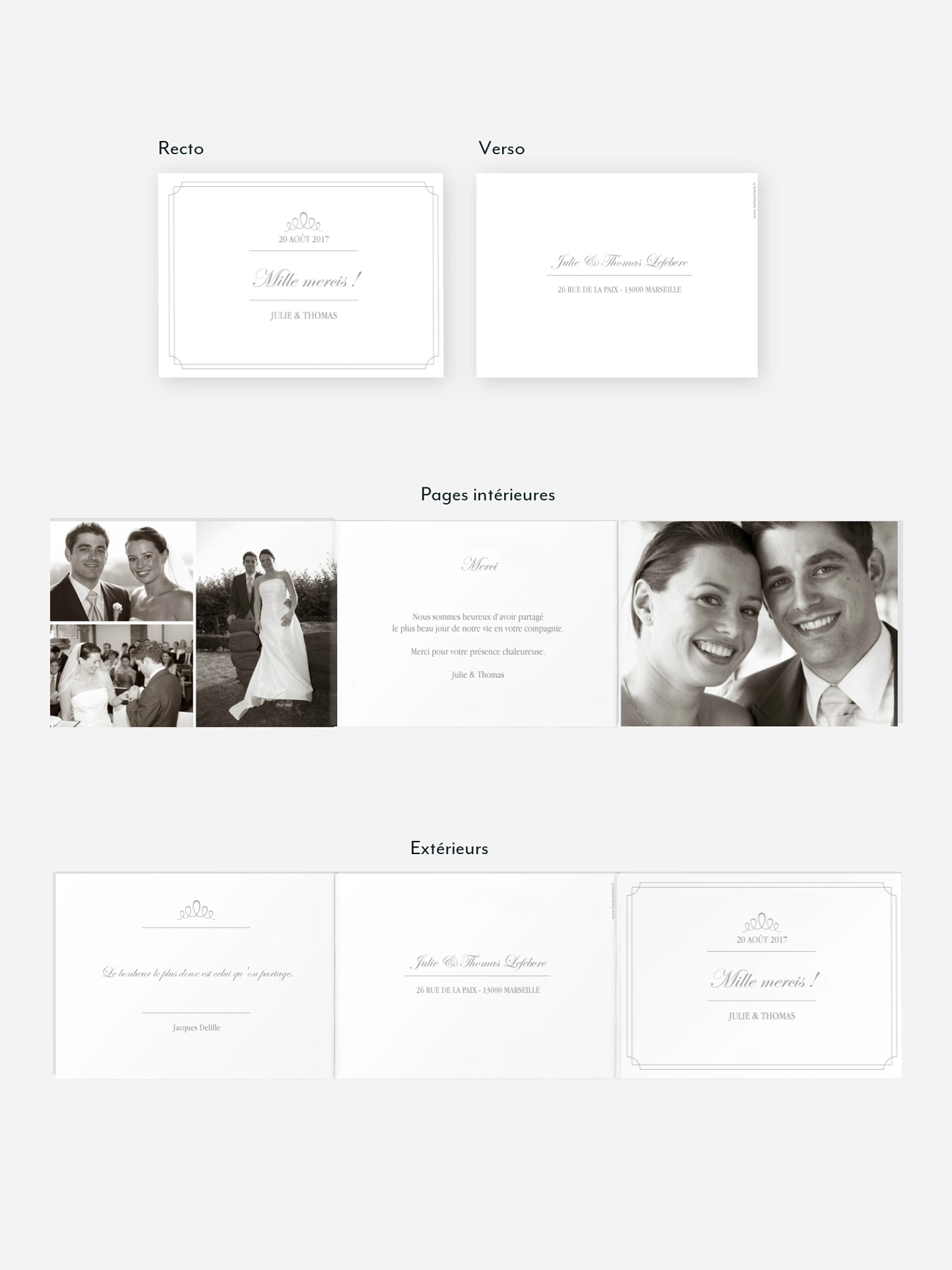 Carte de remerciements Noblesse