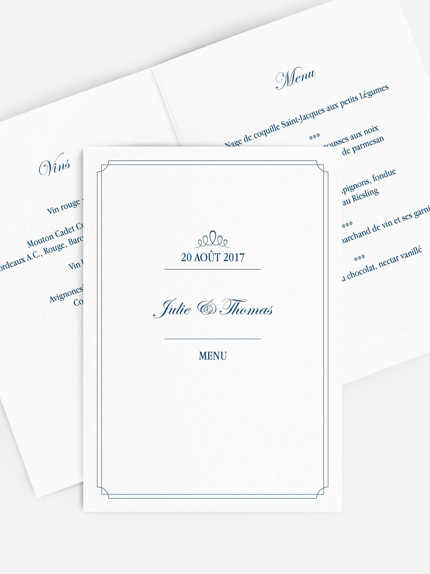 Menu mariage Noblesse