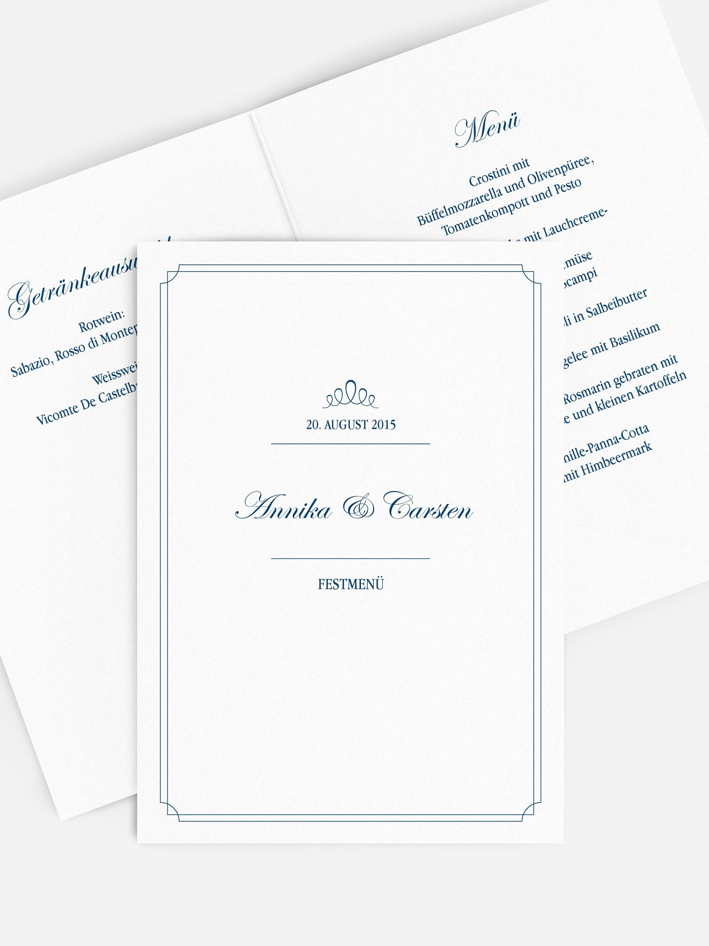Menükarte Hochzeit Noblesse