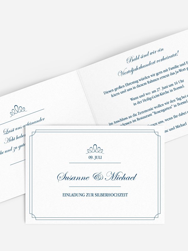 Einladung zur Silberhochzeit Noblesse