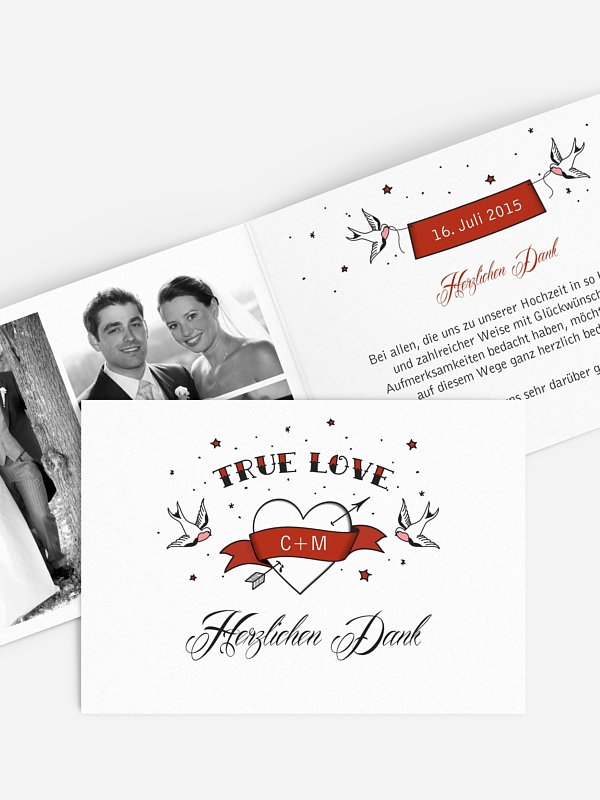 Dankeskarte Hochzeit True Love