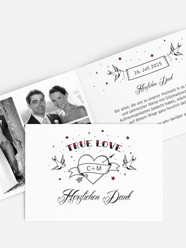 Dankeskarte Hochzeit True Love