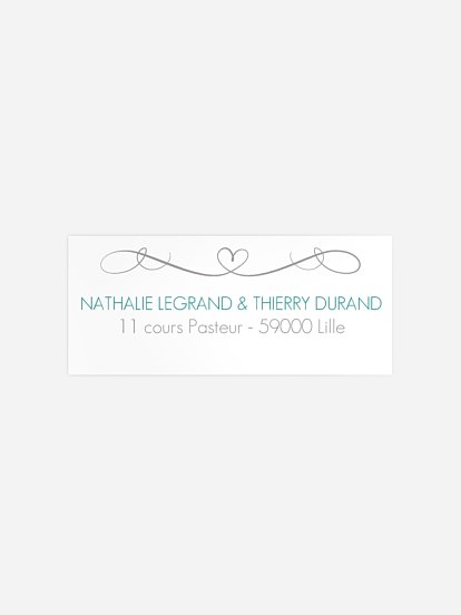 Étiquette expéditeur mariage En plein coeur
