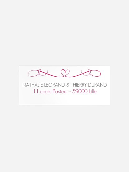 Étiquette expéditeur mariage En plein coeur