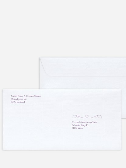 Bedruckter Briefumschlag Hochzeit Herzschlag