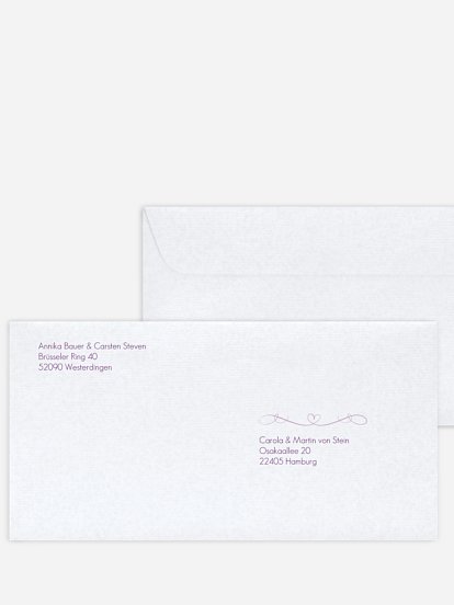 Bedruckter Briefumschlag Hochzeit Herzschlag