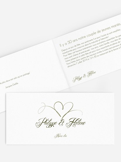 Invitation anniversaire mariage 50 ans En plein coeur