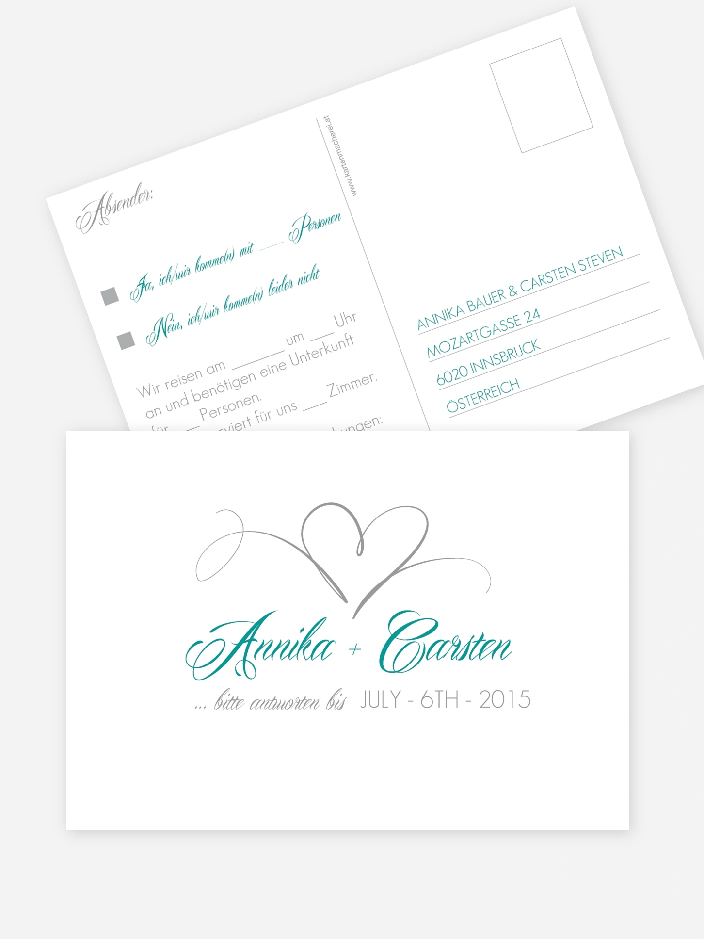 Antwortkarte Hochzeit Herzschlag