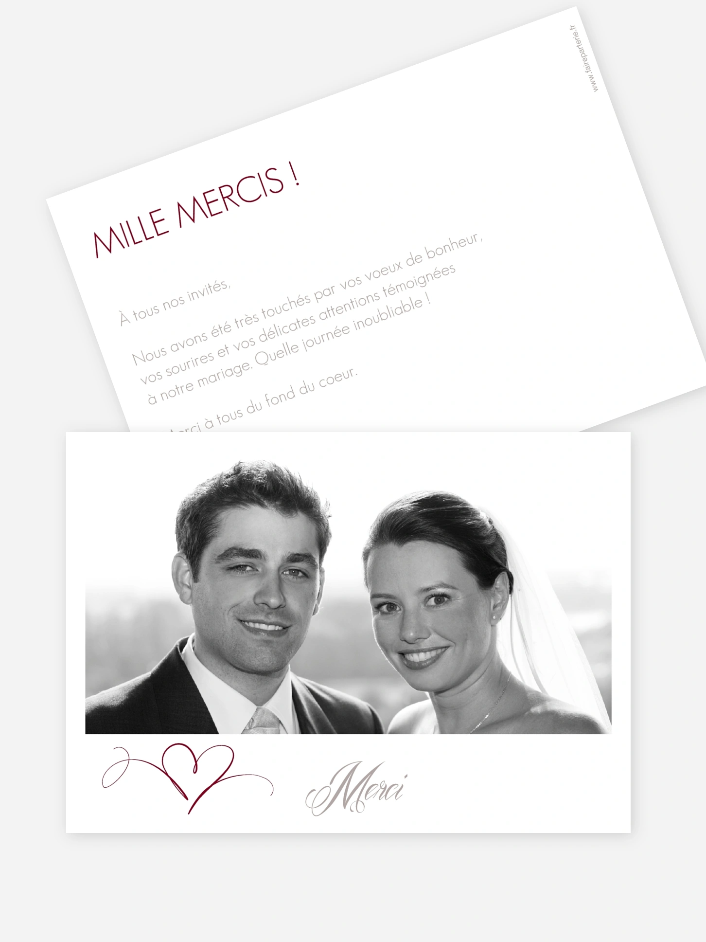 Carte de remerciements En plein coeur