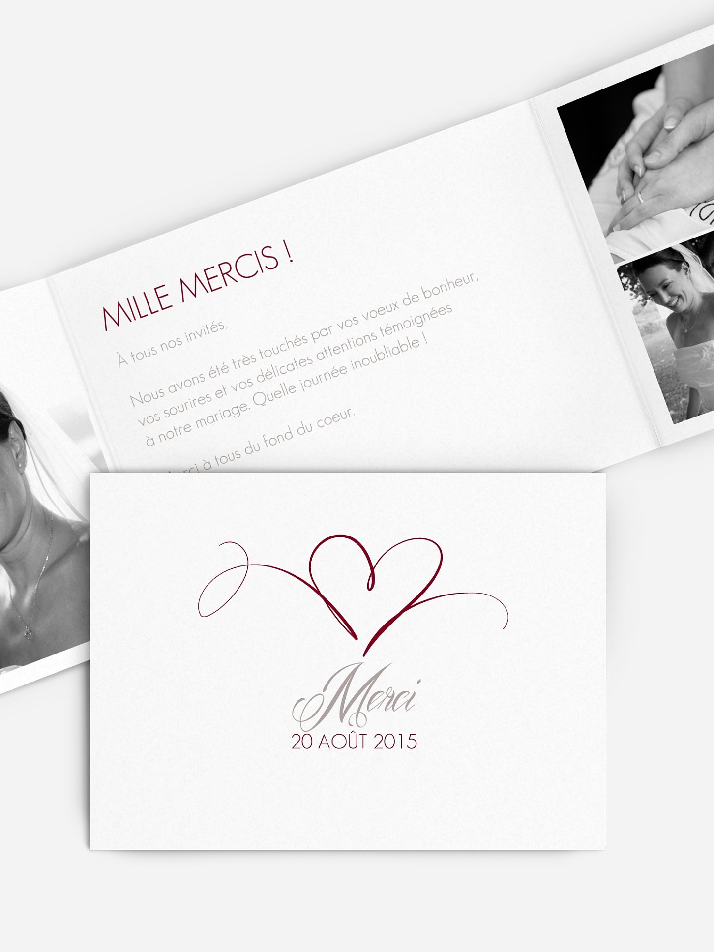 Carte de remerciements En plein coeur