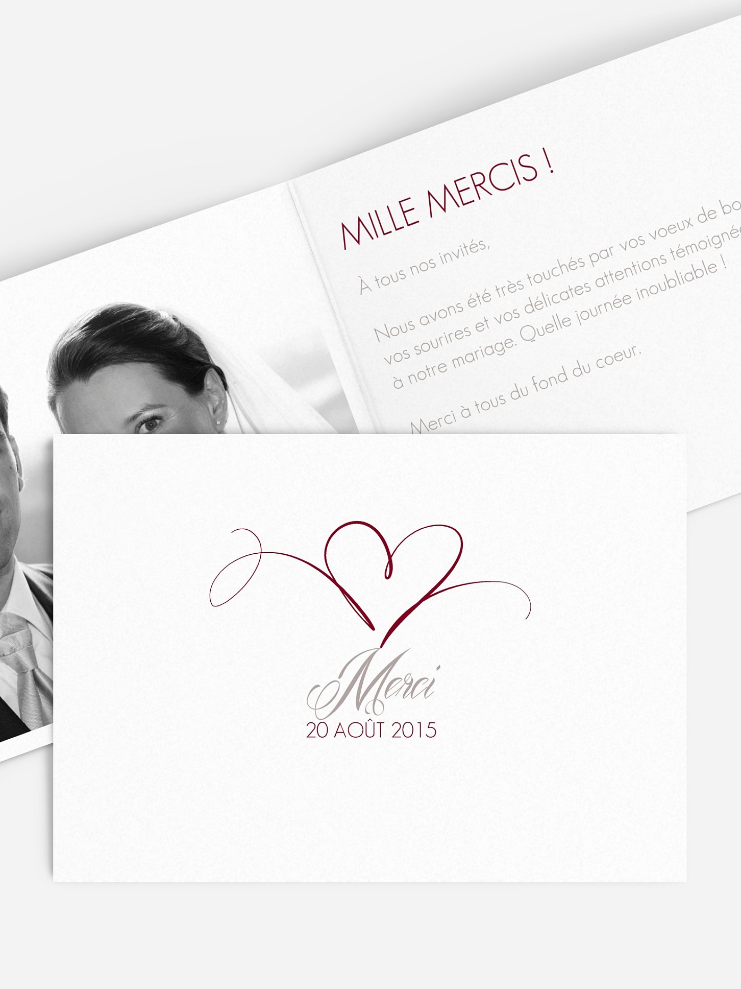 Carte de remerciements En plein coeur