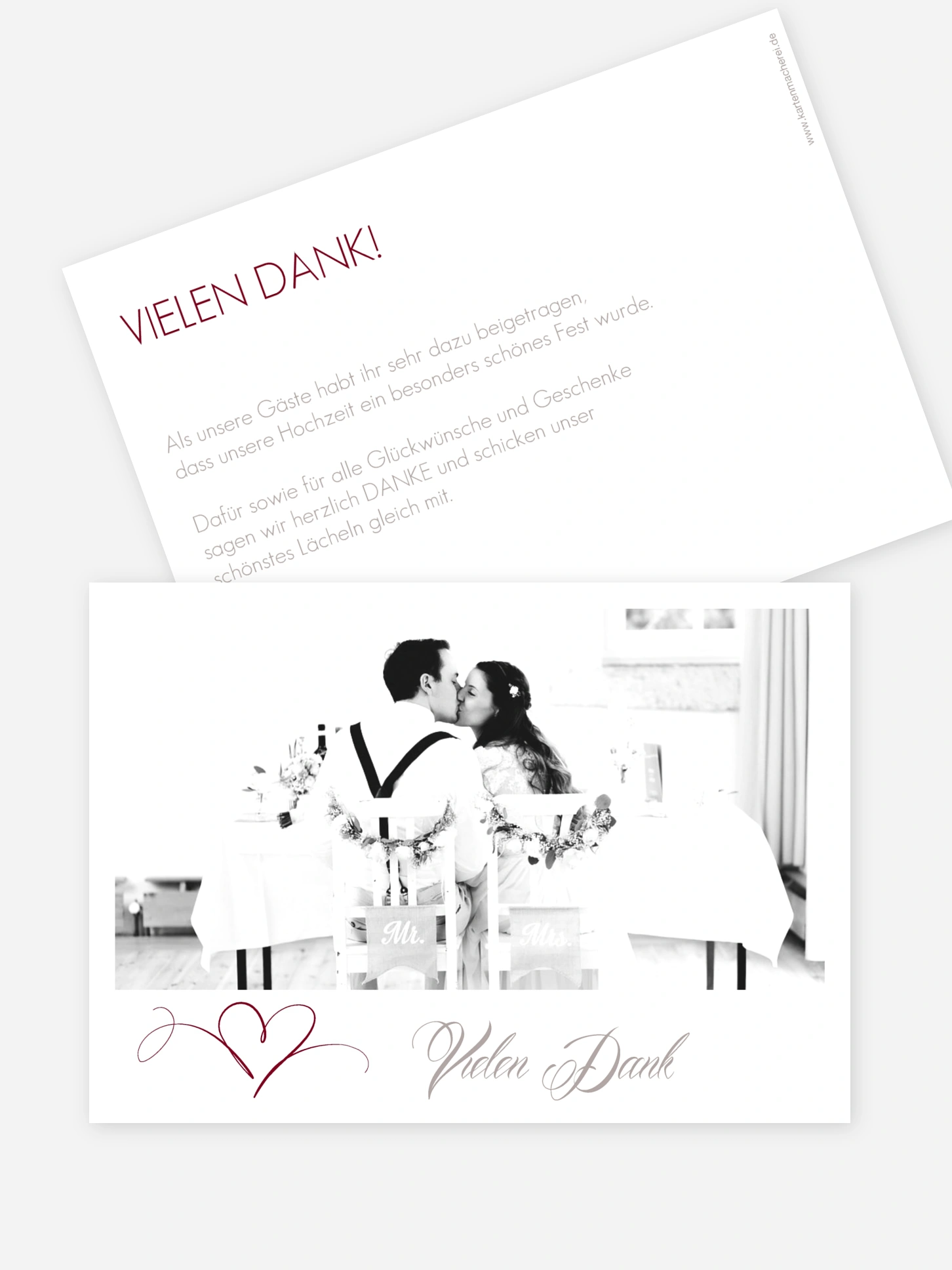 Dankeskarte Hochzeit Herzschlag