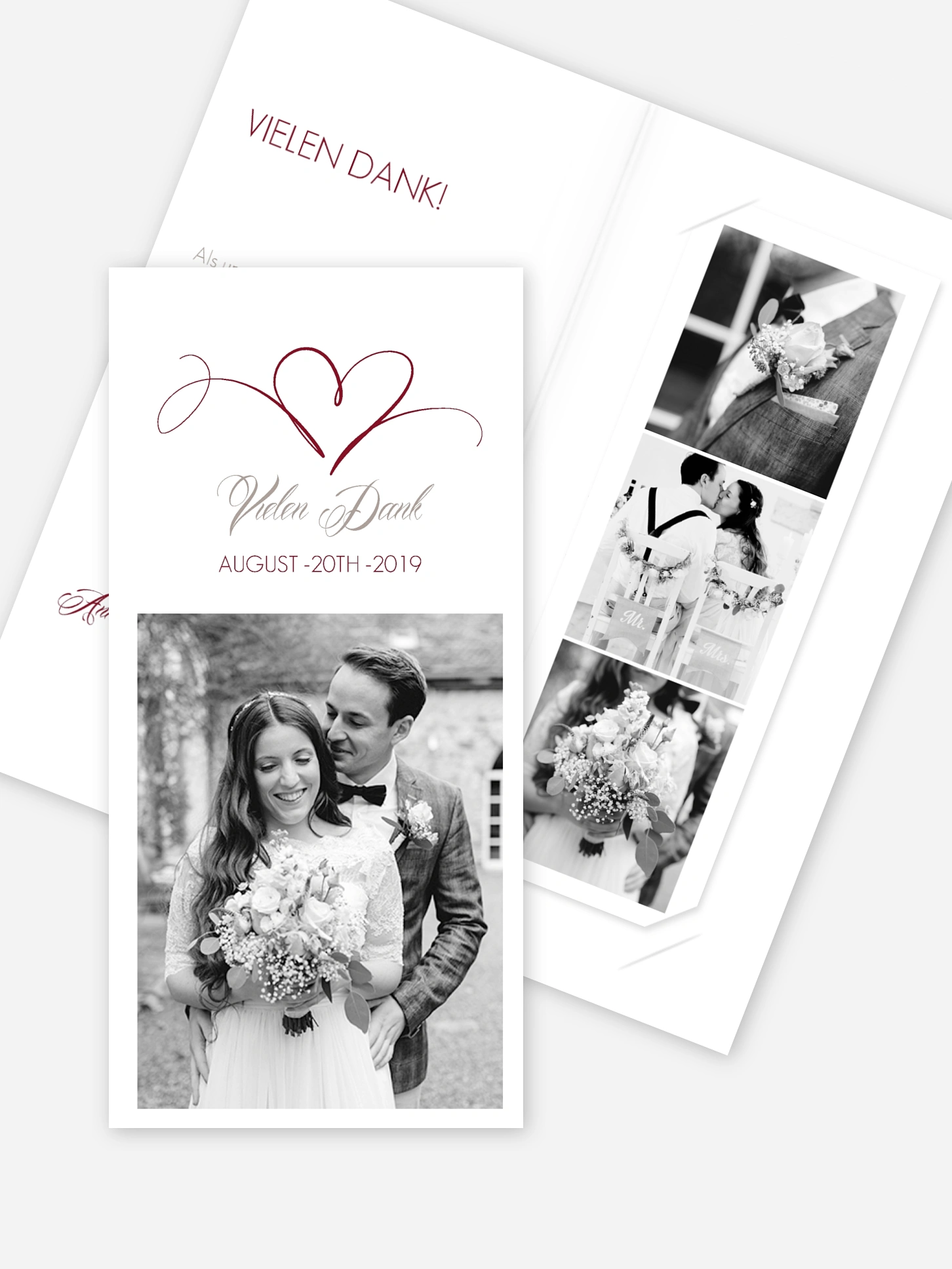 Dankeskarte Hochzeit Herzschlag
