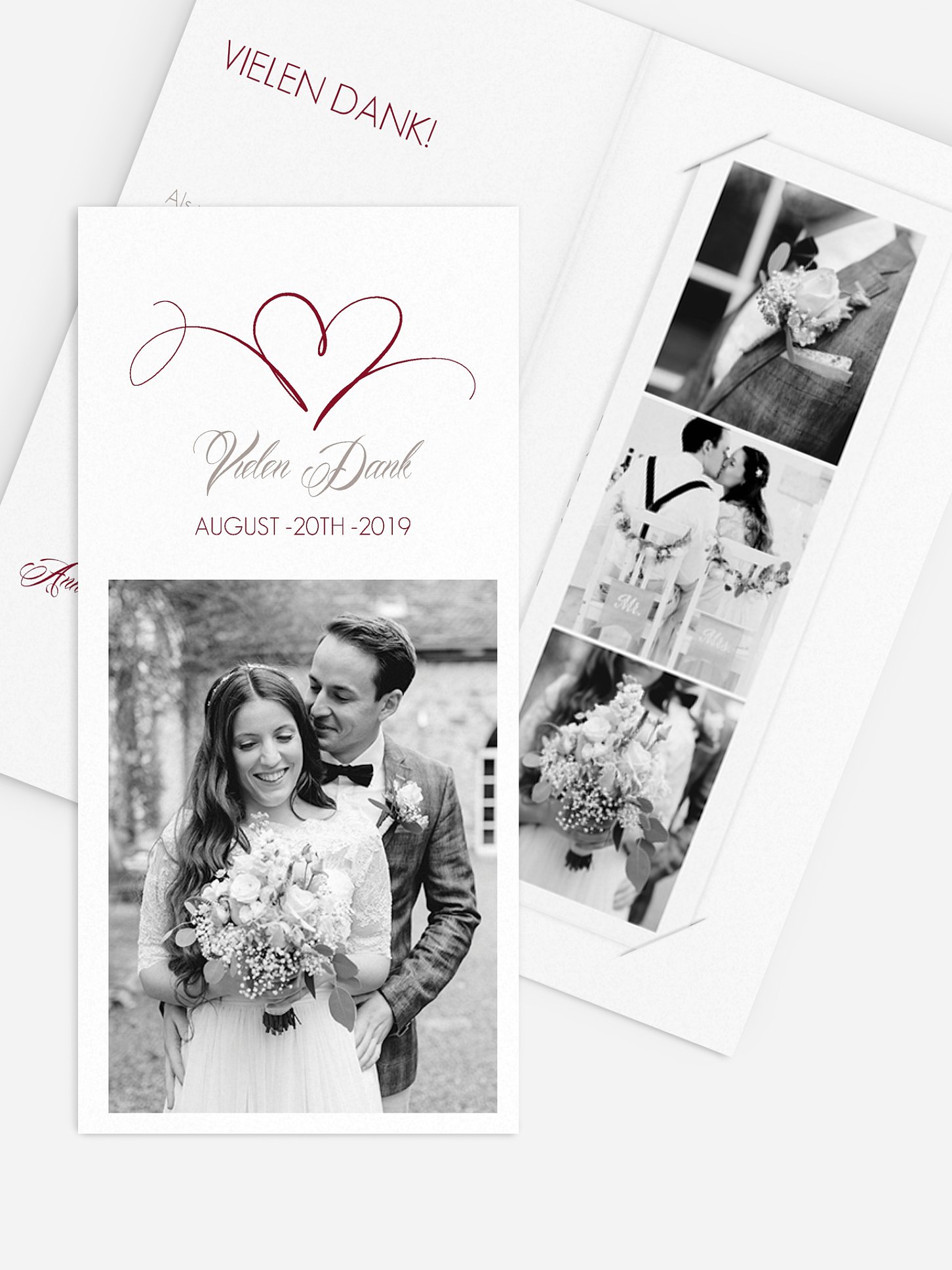Dankeskarte Hochzeit Herzschlag