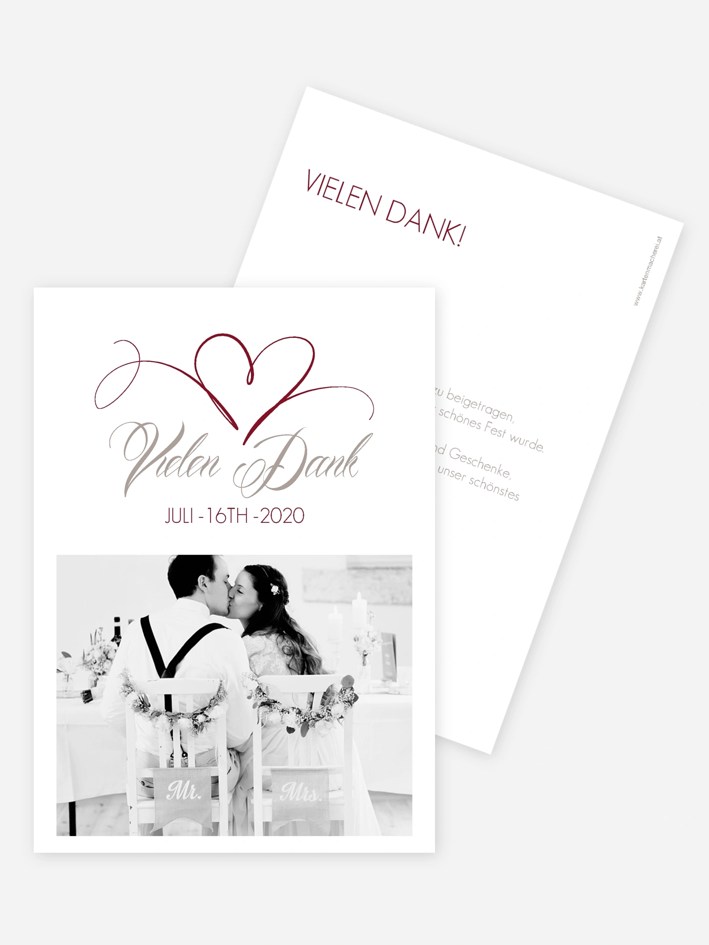Dankeskarte Hochzeit Herzschlag