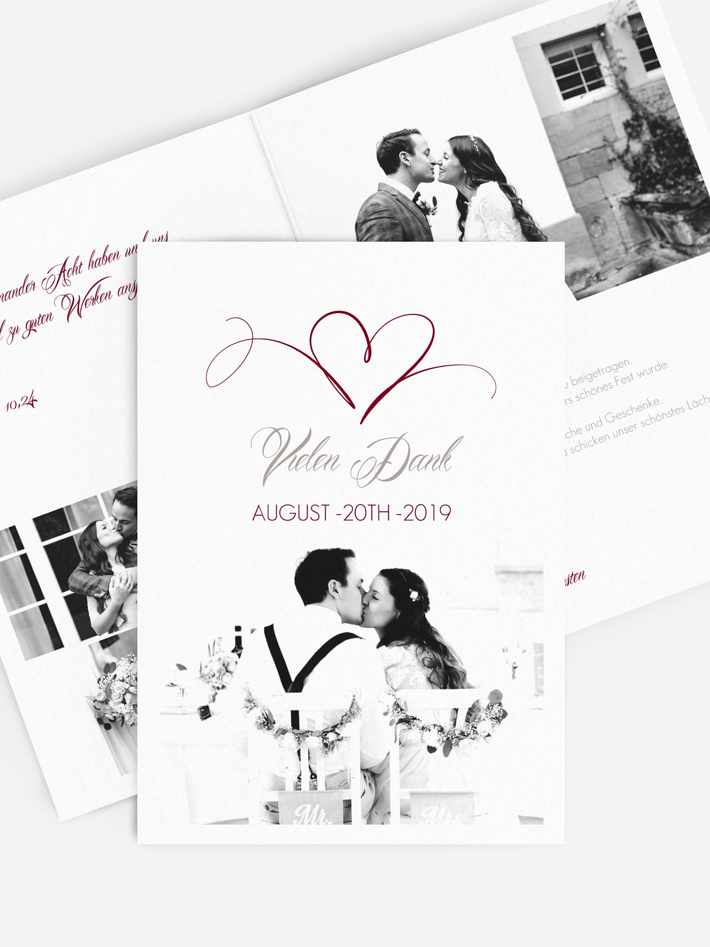 Dankeskarte Hochzeit Herzschlag