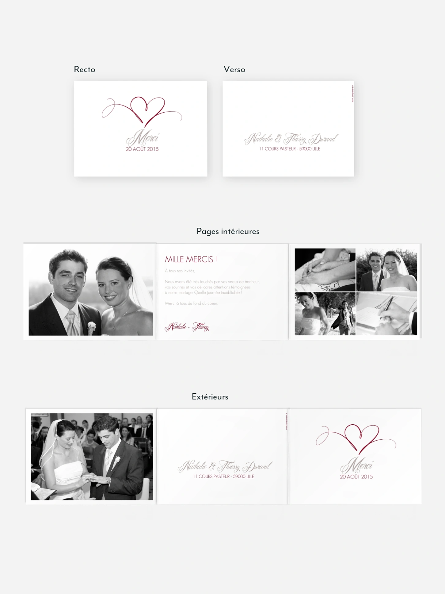 Carte de remerciements En plein coeur