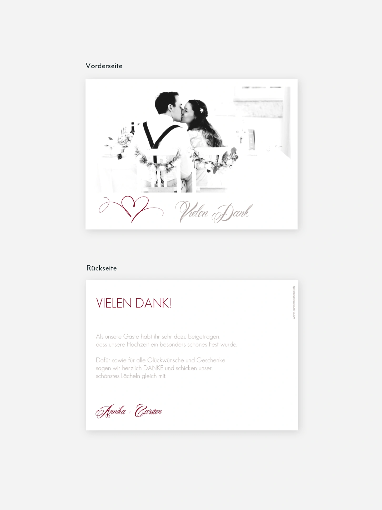 Dankeskarte Hochzeit Herzschlag