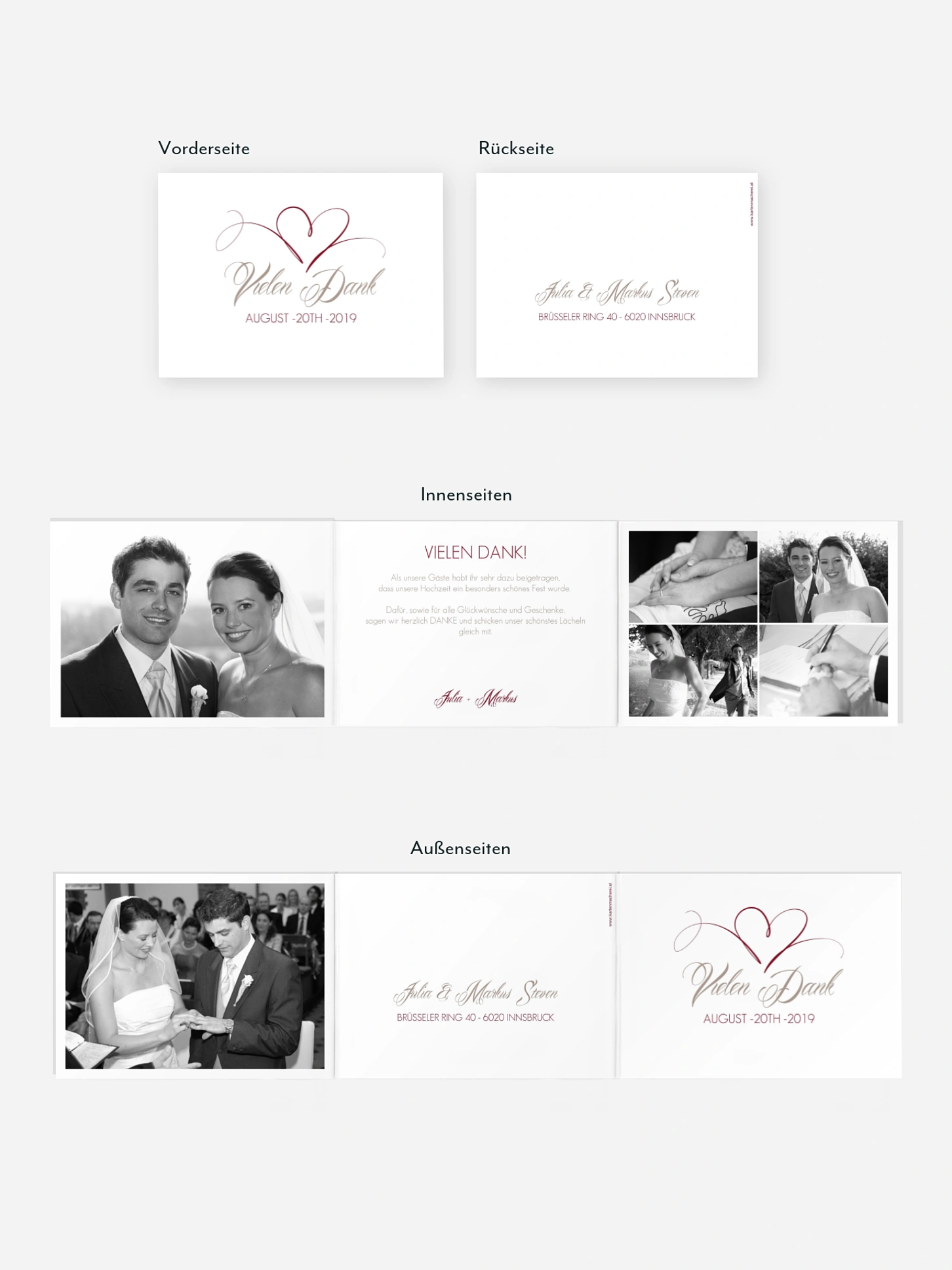 Dankeskarte Hochzeit Herzschlag