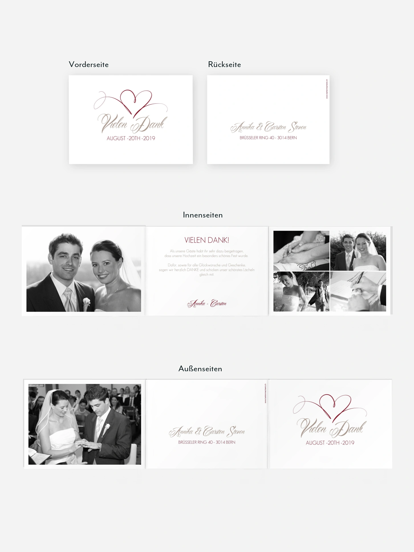 Dankeskarte Hochzeit Herzschlag