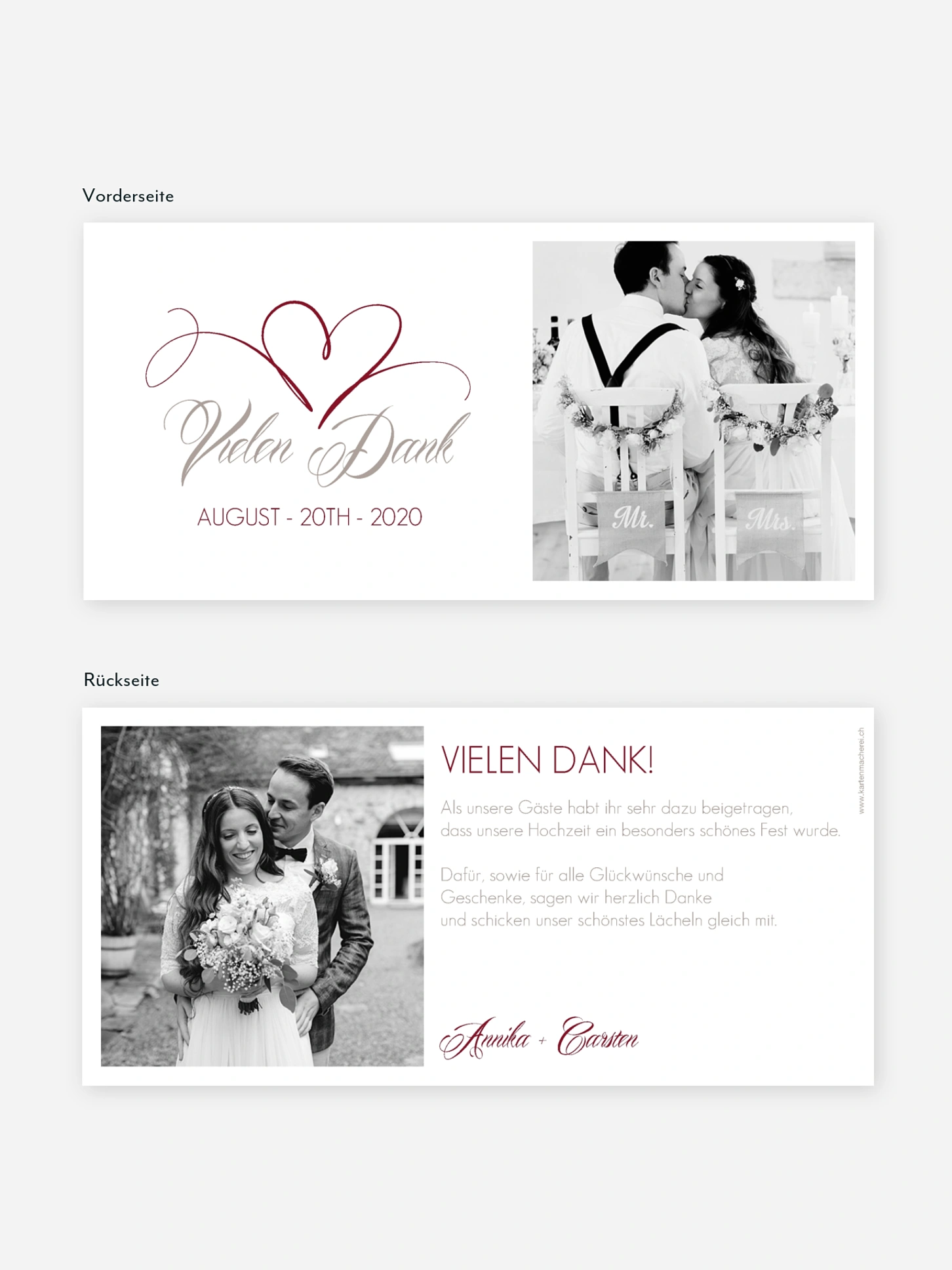 Dankeskarte Hochzeit Herzschlag