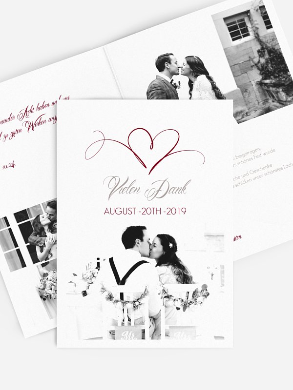 Dankeskarte Hochzeit Herzschlag