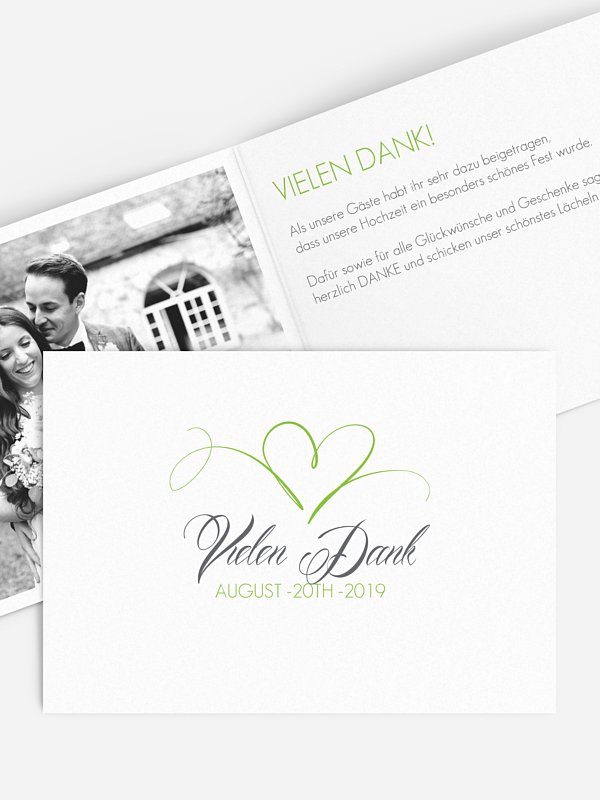 Dankeskarte Hochzeit Herzschlag