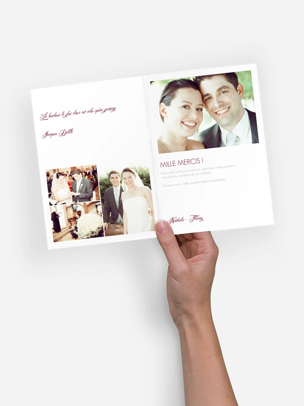 Carte de remerciements En plein coeur