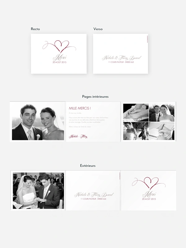Carte de remerciements En plein coeur