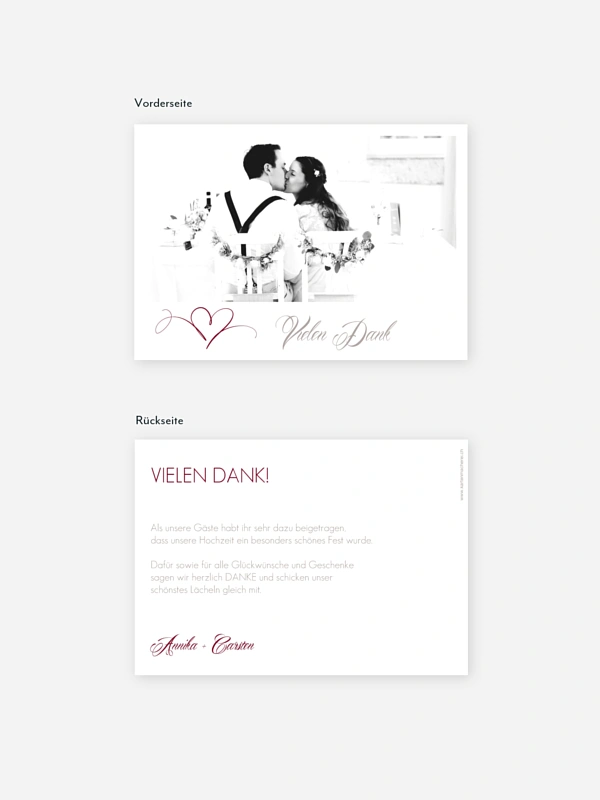 Dankeskarte Hochzeit Herzschlag